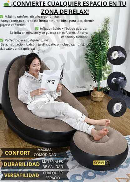 Sofa Inflable Con Reposapies