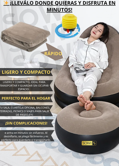 Sofa Inflable Con Reposapies